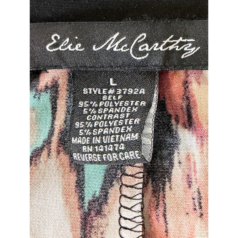 Elie McCarthy Tribal Maxi Dress L Black Ikat Print Sleeveless Boho Gown 3792A - Picture 3 of 6